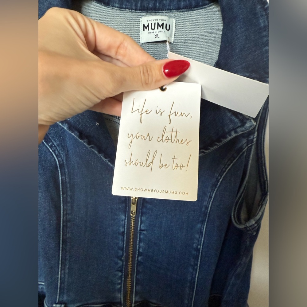Show Me Your Mumu Denim Jumpsuit - Jacksonville Cropped Jumpsuit size XL - Picture 13 of 16